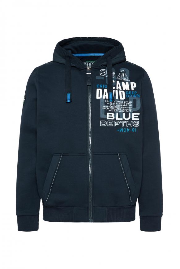 Sweatjacke mit Kapuze im Materialmix blue navy