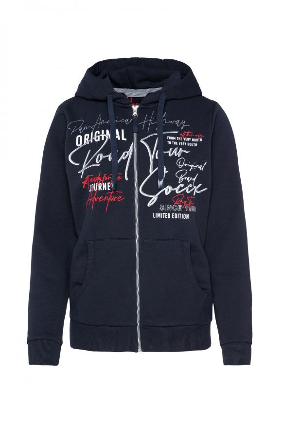 Sweatjacke mit Kapuze und Artwork blue navy
