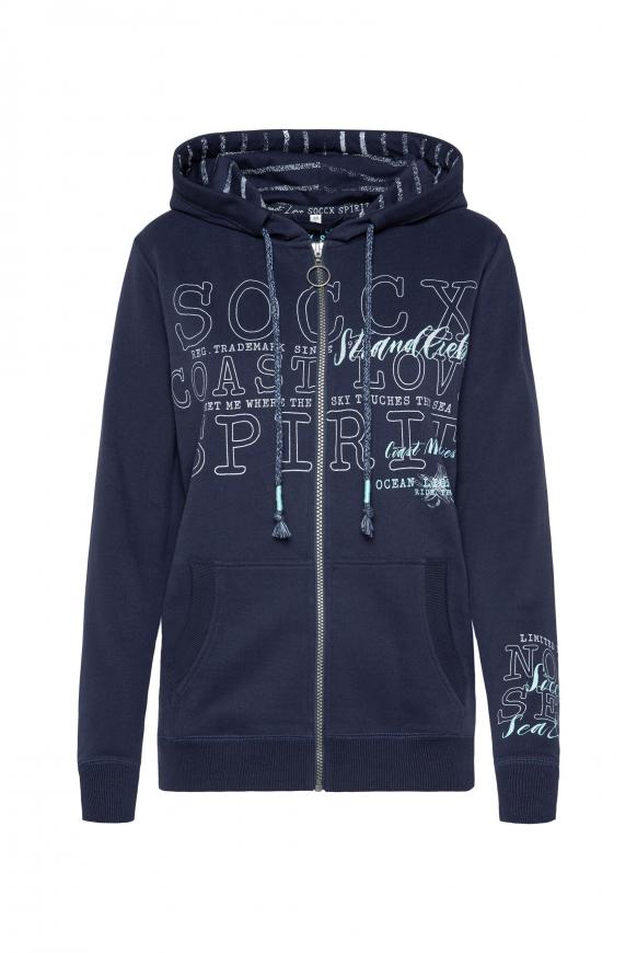 Sweatjacke mit Kapuze und Logo Prints blue navy