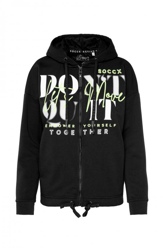 Sweatjacke mit Kapuze und Meshfutter black