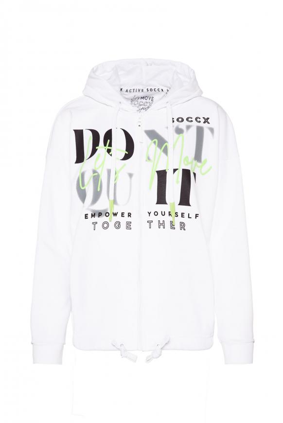 Sweatjacke mit Kapuze und Meshfutter opticwhite