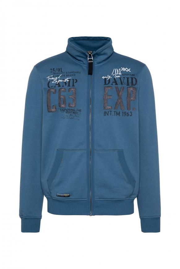 Sweatjacke mit Label-Applikationen wave blue