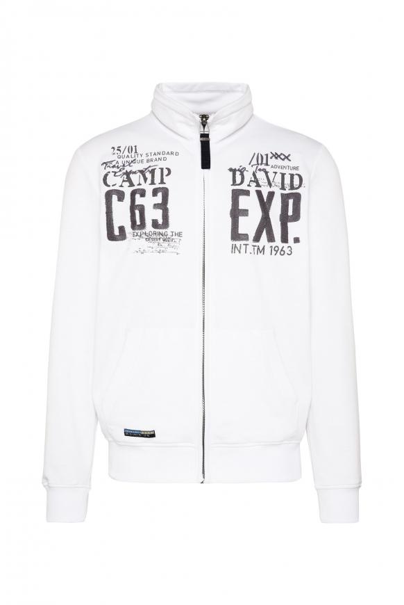 Sweatjacke mit Label-Applikationen opticwhite