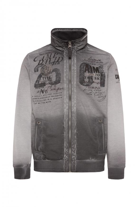 Sweatjacke mit Twill- und Ripp-Details mud
