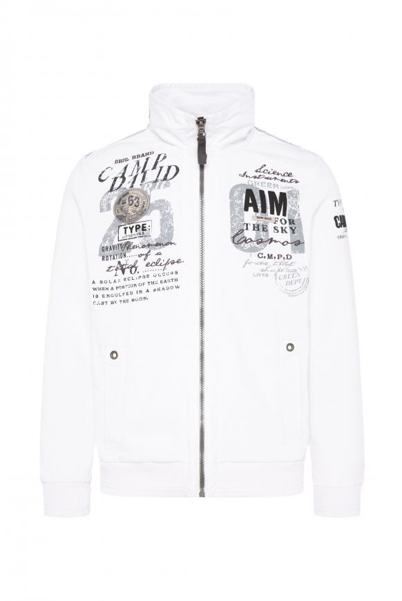 Sweatjacke mit Twill- und Ripp-Details opticwhite