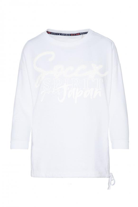 Sweatshirt mit 3/4-Arm und Pailletten-Logo opticwhite