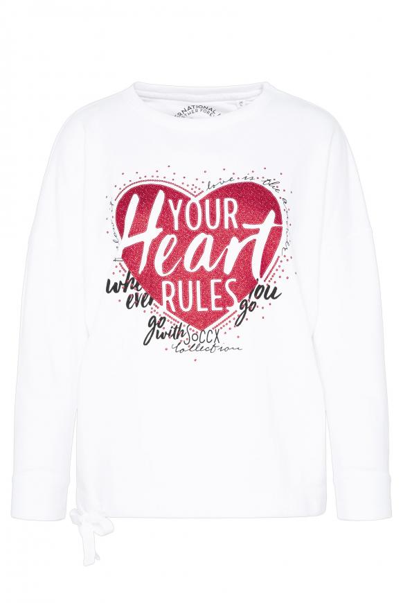 Sweatshirt mit Bindebandsaum opticwhite