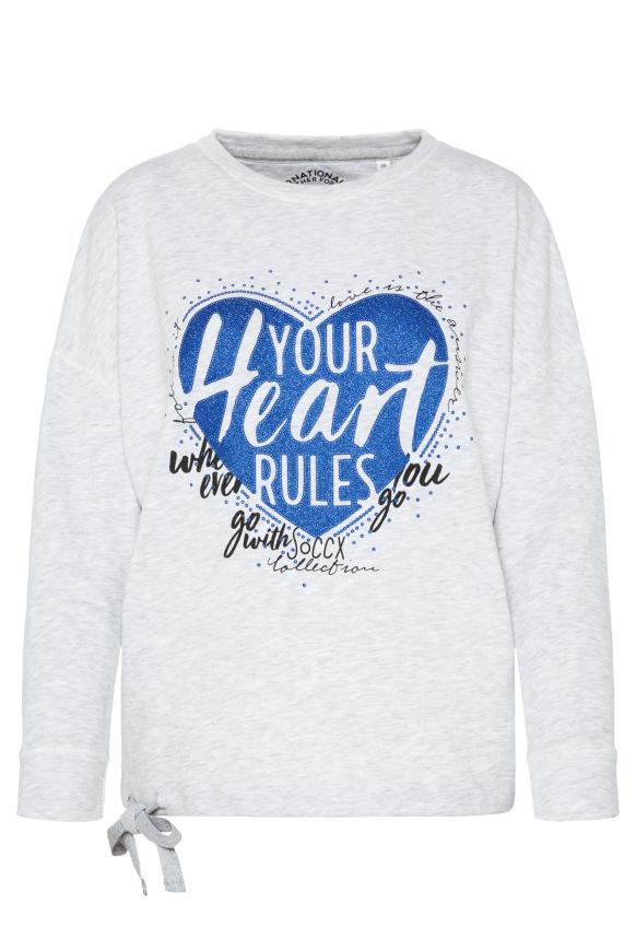 Sweatshirt mit Bindebandsaum white melange