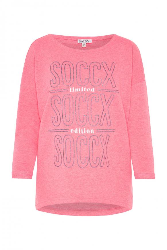 Sweatshirt mit Glitzer-Artwork neon pink