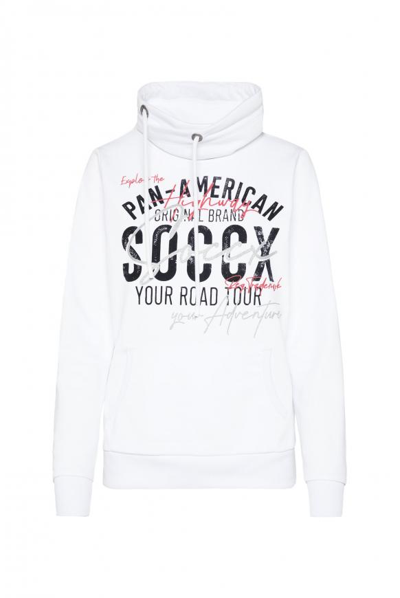 Sweatshirt mit hohem Kragen und Artwork opticwhite