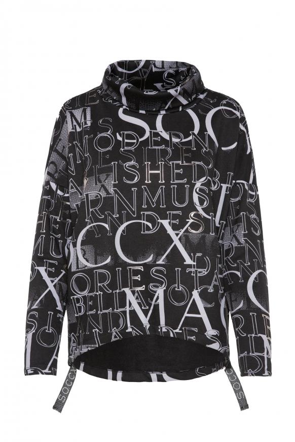 Sweatshirt mit Kragen und All Over Print black