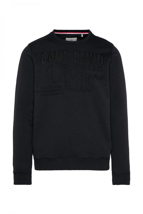 Sweatshirt mit tonigen Logo-Stickereien black
