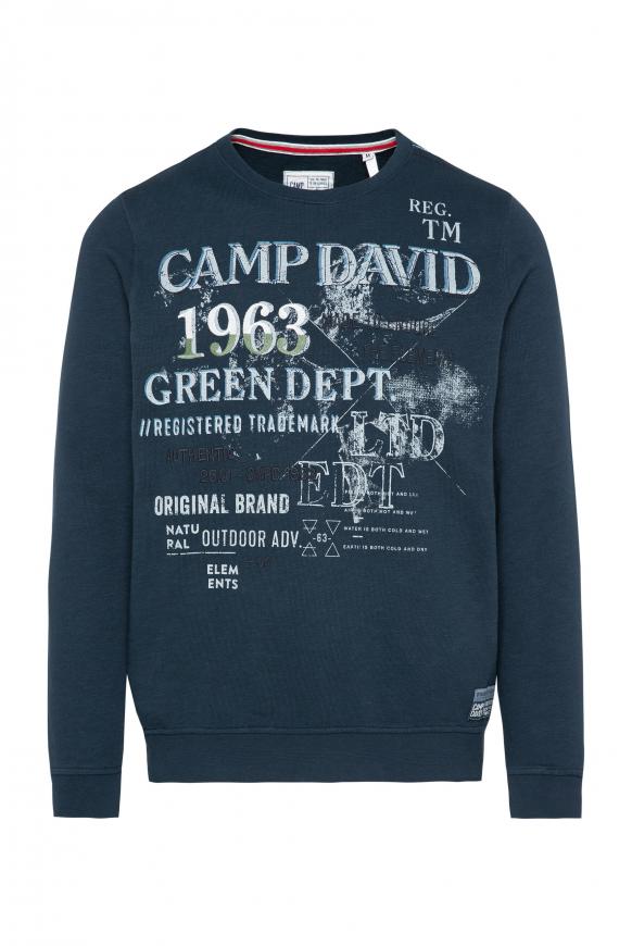 Sweatshirt mit Used Print und Stickereien brave blue