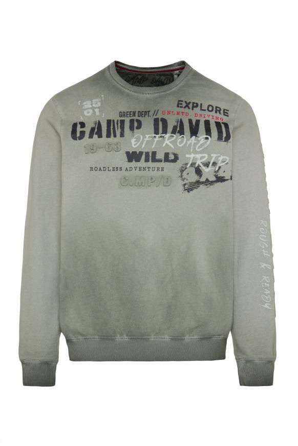 Sweatshirt Oil Dyed mit Logo-Prägung khaki