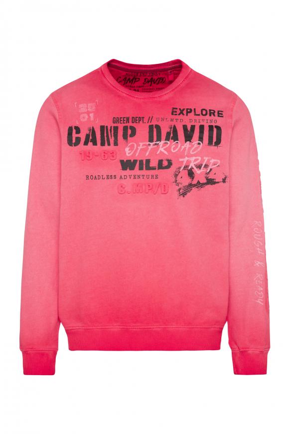 Sweatshirt Oil Dyed mit Logo-Prägung red orange