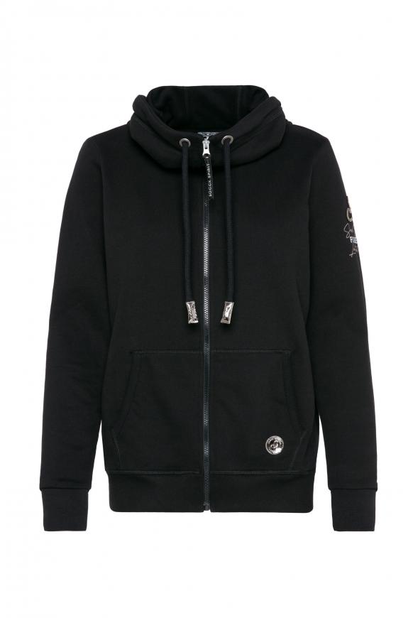 Sweatshirtjacke mit hohem Kragen black