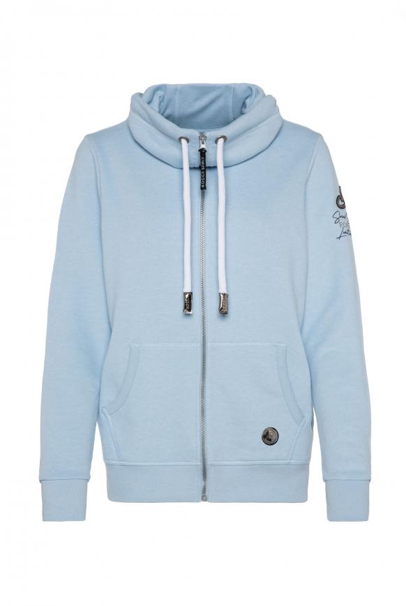 Sweatshirtjacke mit hohem Kragen lagoon melange
