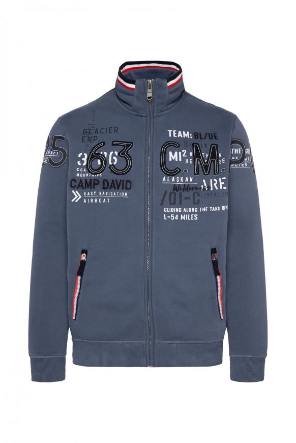 Sweatshirtjacke mit Label-Applikationen dark sky