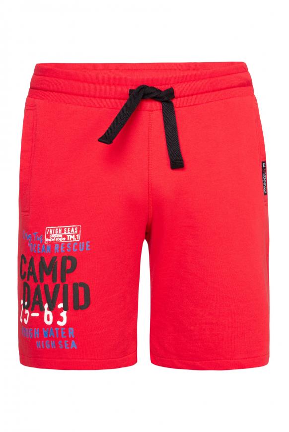 Sweatshorts mit Logo-Druck und Stickereien speed red