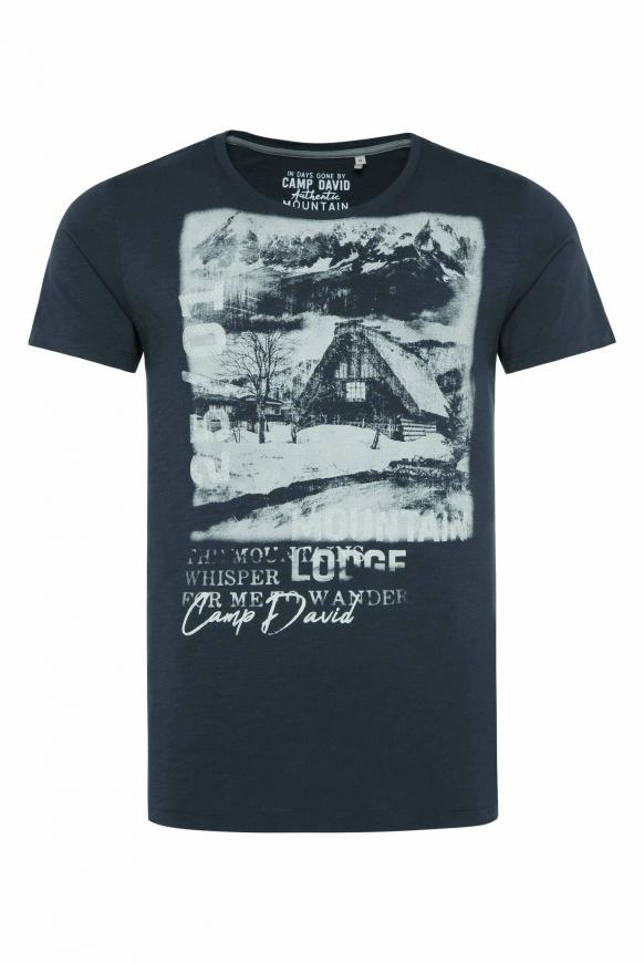 T-Shirt aus Flammgarn mit Photoprint deep sea