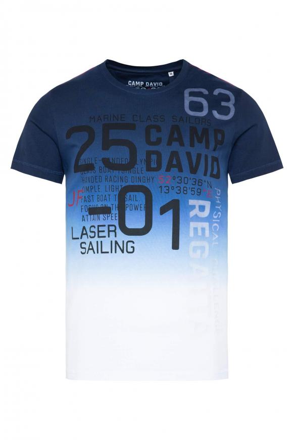 T-Shirt Dip Dye mit Frontprint blue navy