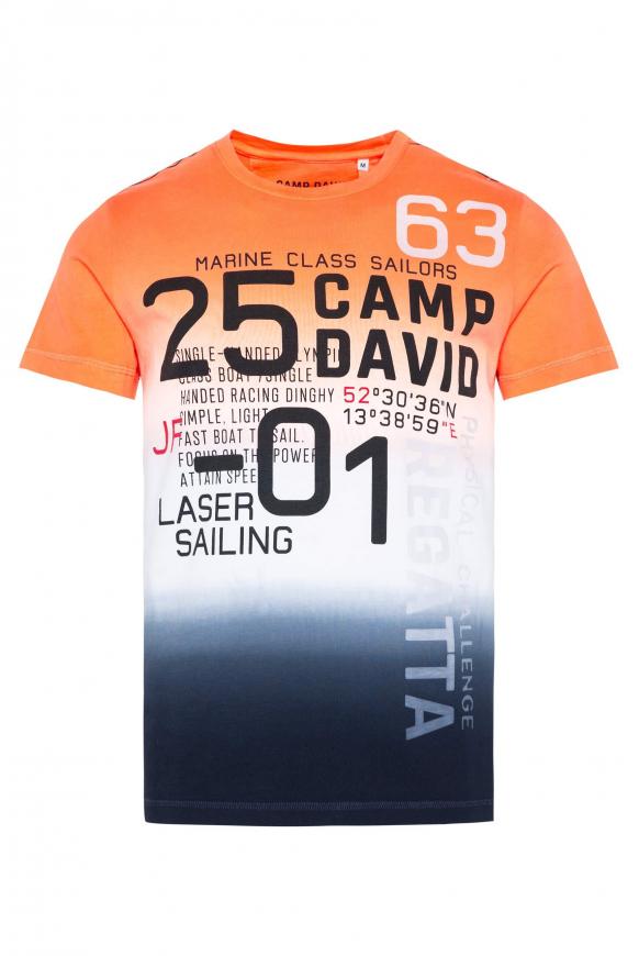 T-Shirt Dip Dye mit Frontprint blaze orange