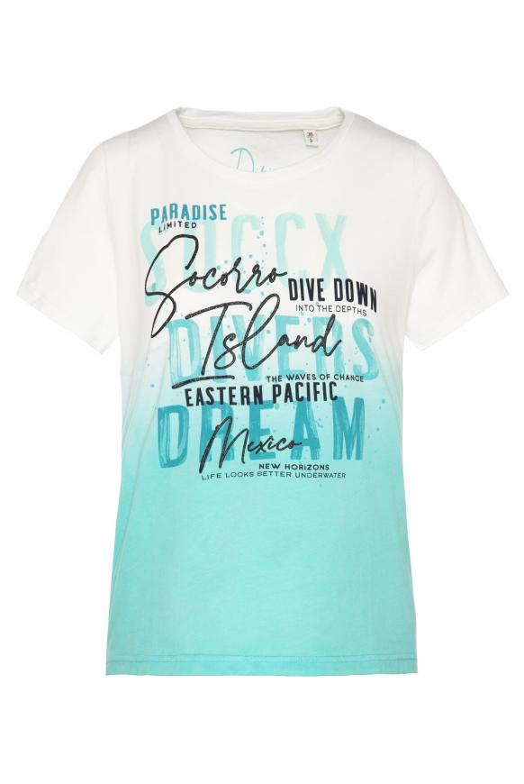 T-Shirt Dip Dye mit Glitzer-Artwork ivory