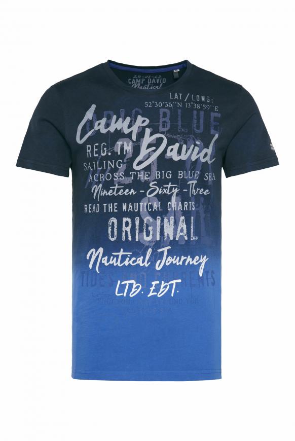 T-Shirt Dip Dye mit Label Print signal blue