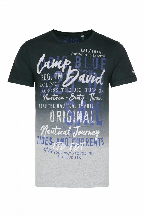 T-Shirt Dip Dye mit Label Print grey melange