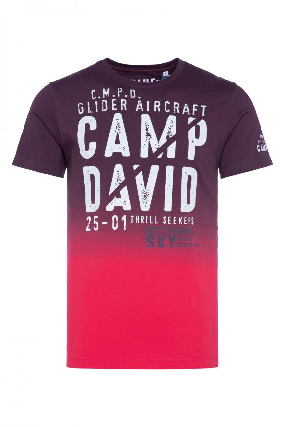 T-Shirt Dip Dye mit Logo Prints red sun / reef blue