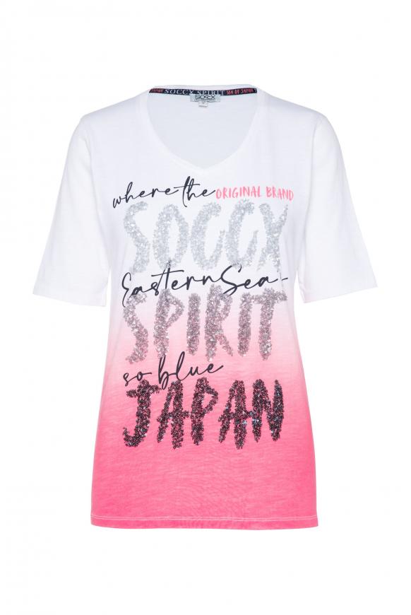 T-Shirt Dip Dye mit Pailletten-Artwork opticwhite