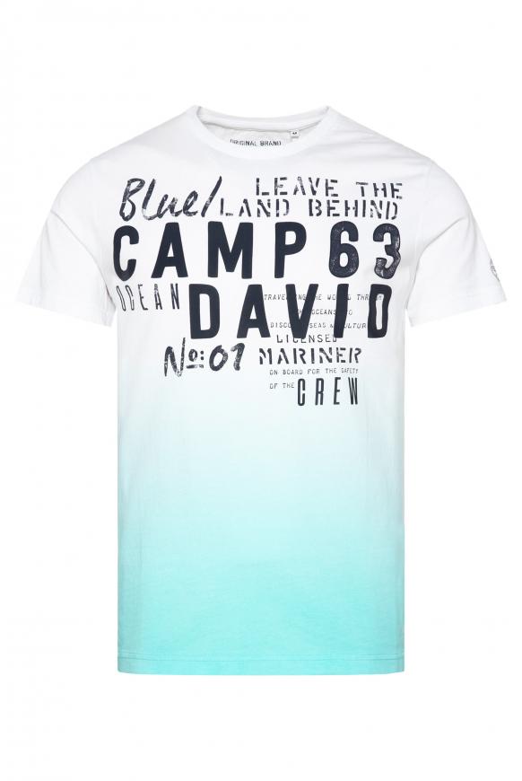 T-Shirt Dip Dye mit Print Artwork opticwhite / coast blue