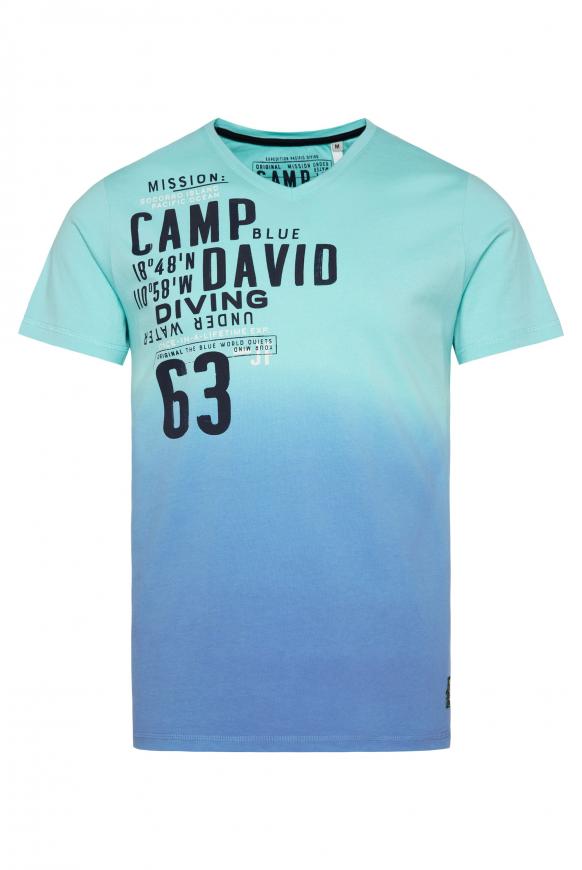 T-Shirt Dip Dye mit Rücken-Print pacific blue