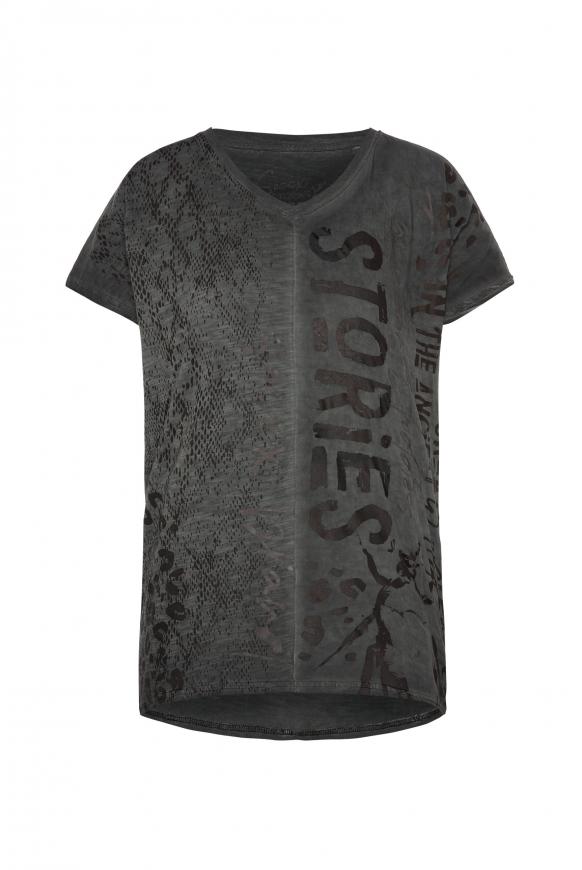 T-Shirt im Material- und Mustermix black
