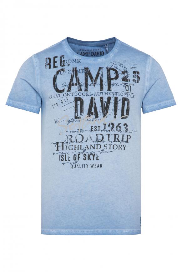 T-Shirt im Used Look mit Label Print winter blue