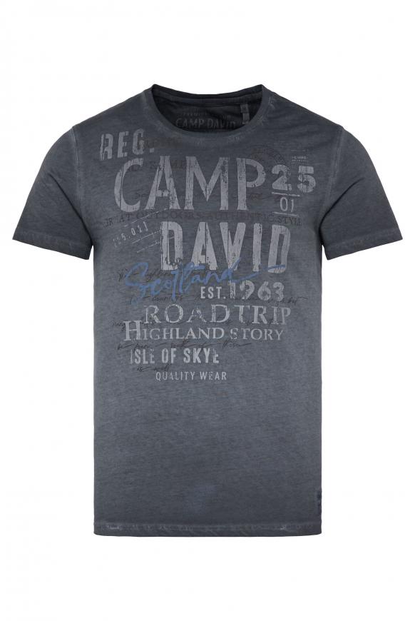 T-Shirt im Used Look mit Label Print black