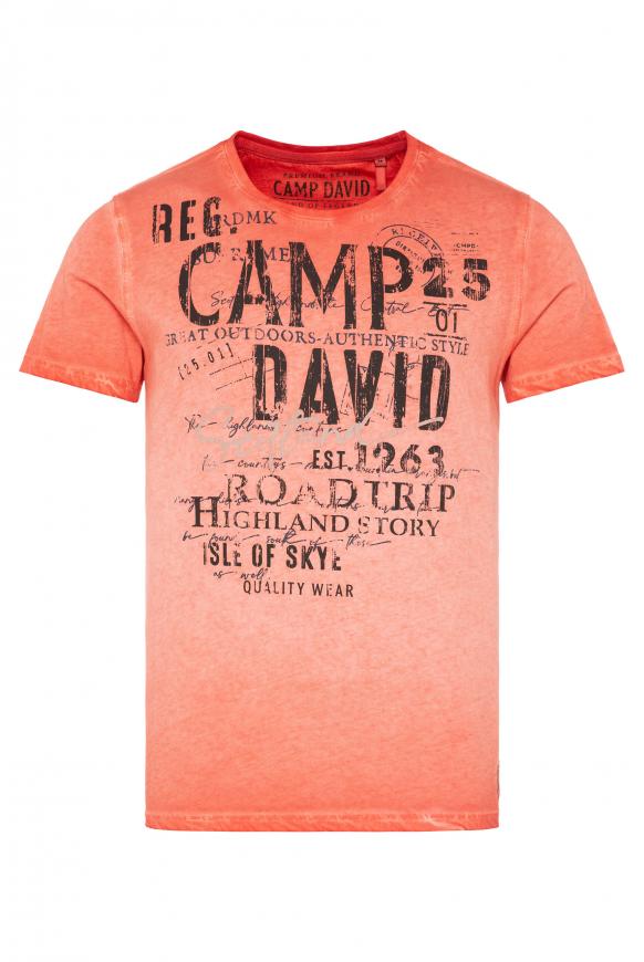 T-Shirt im Used Look mit Label Print burnt orange