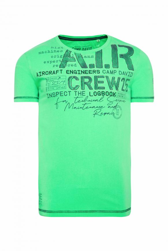 T-Shirt mit Artworks und Kontrastnähten electric green