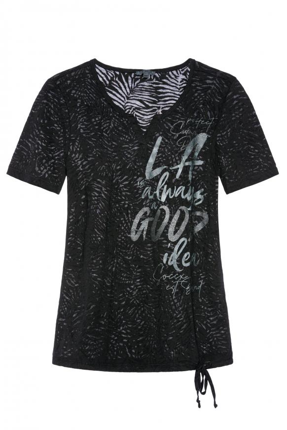 T-Shirt mit Ausbrenner-Muster und Print black