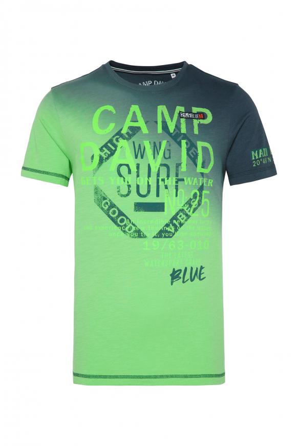 T-Shirt mit diagonalem Dip-Dye-Effekt reef blue