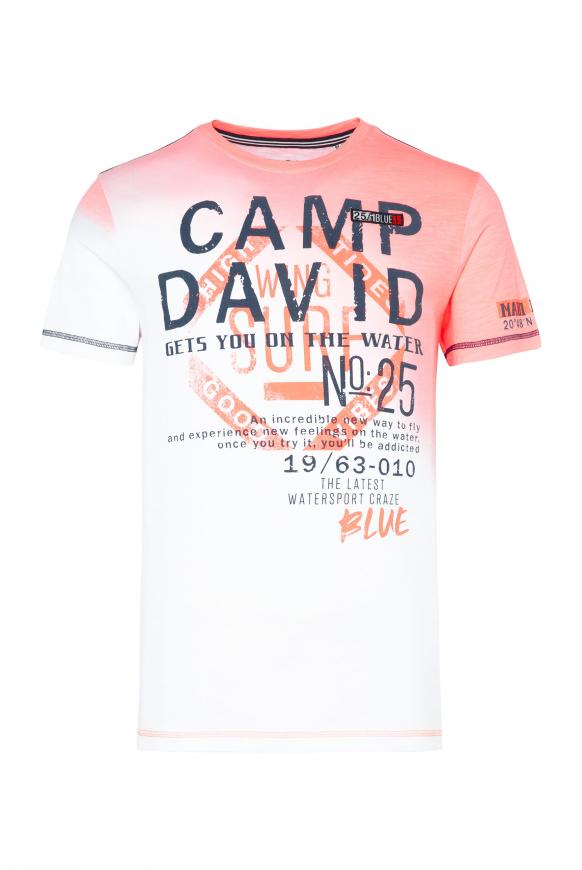 T-Shirt mit diagonalem Dip-Dye-Effekt neon coral