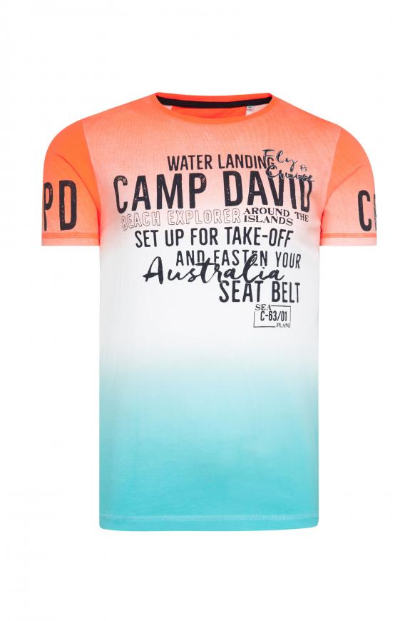 T-Shirt mit Dip-Dye-Effekt und Logo Artworks speed orange