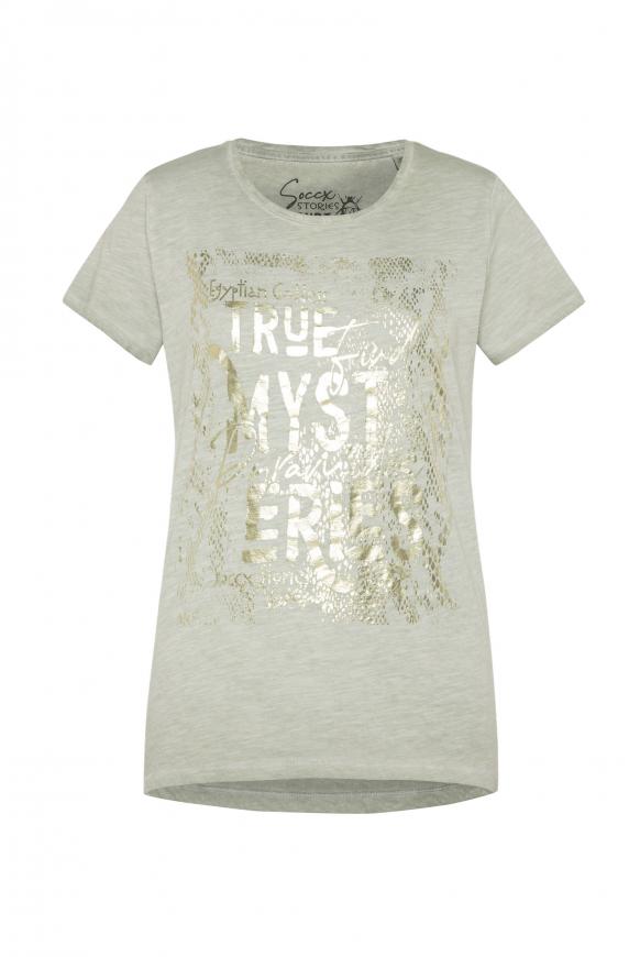 T-Shirt mit Folienprint sage green