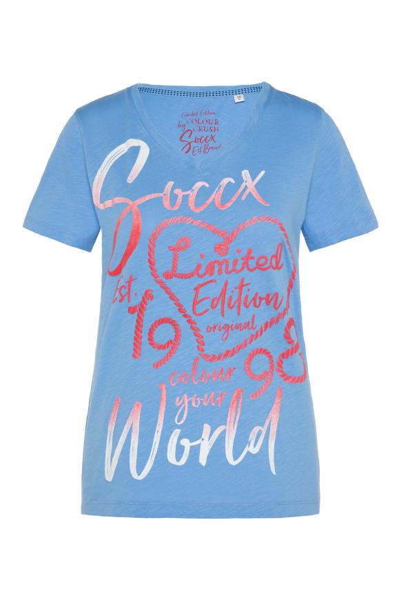 T-Shirt mit Glitter Puff Print soft blue