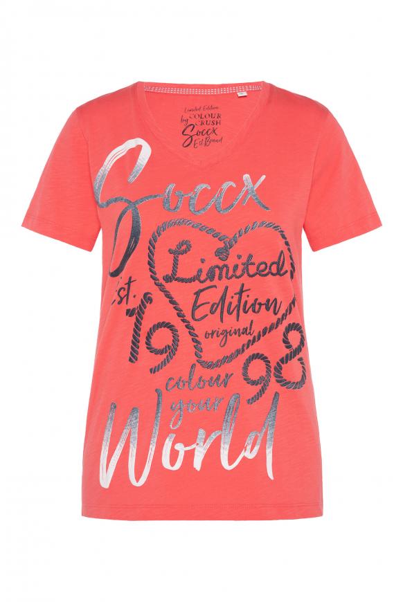 T-Shirt mit Glitter Puff Print sunset red