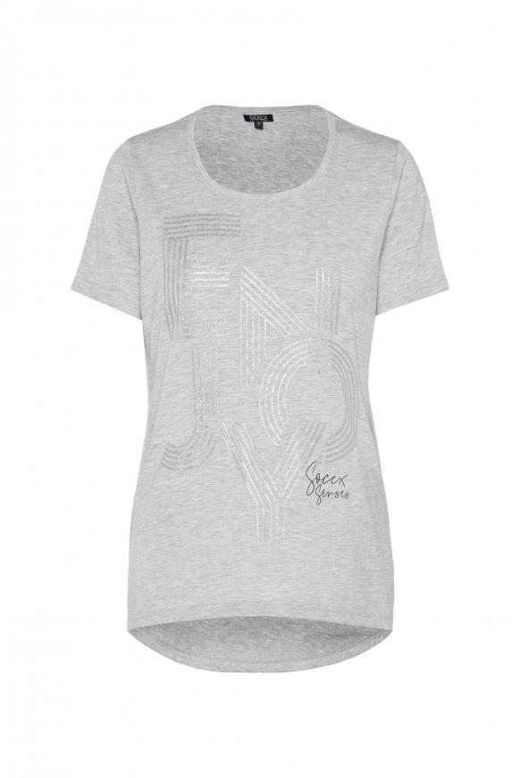 T-Shirt mit Glitter Wording Print grey melange