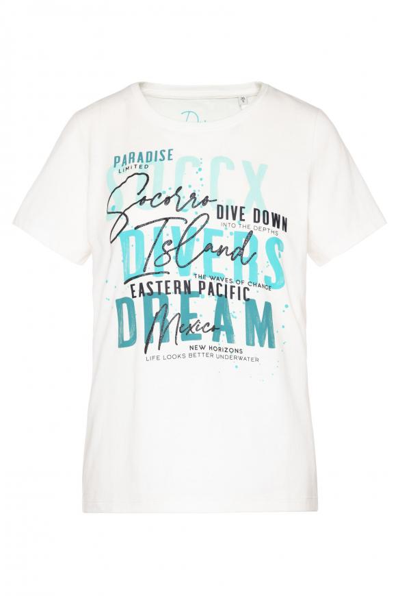 T-Shirt mit Glitter Wording Print ivory