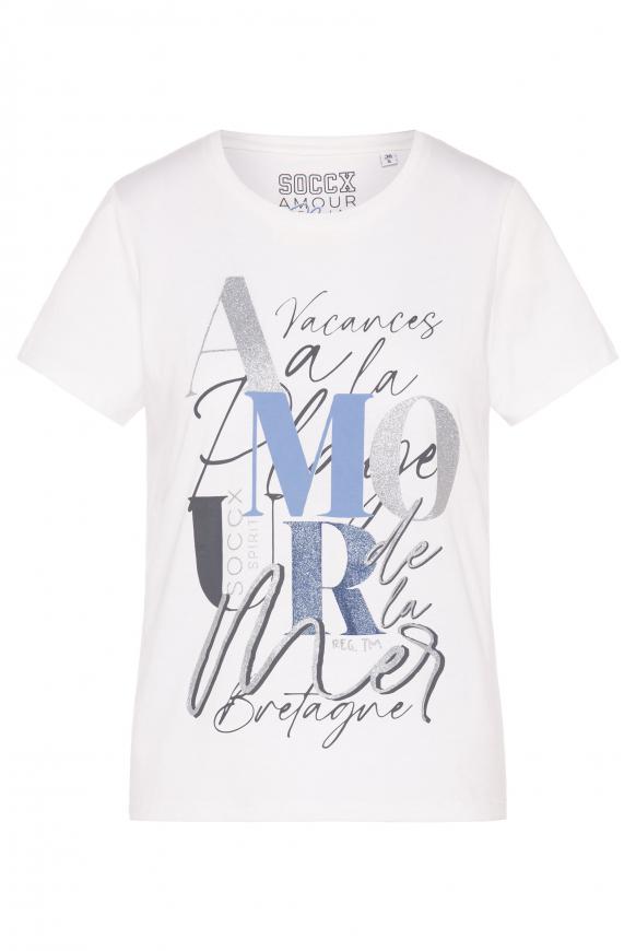 T-Shirt mit Glitzer-Artwork ivory
