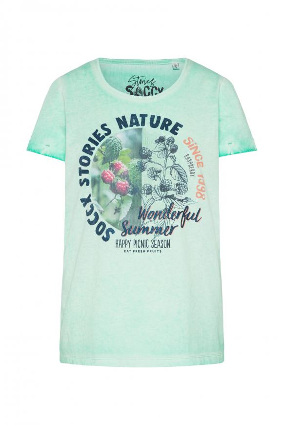 T-Shirt mit Label Print leafy mint