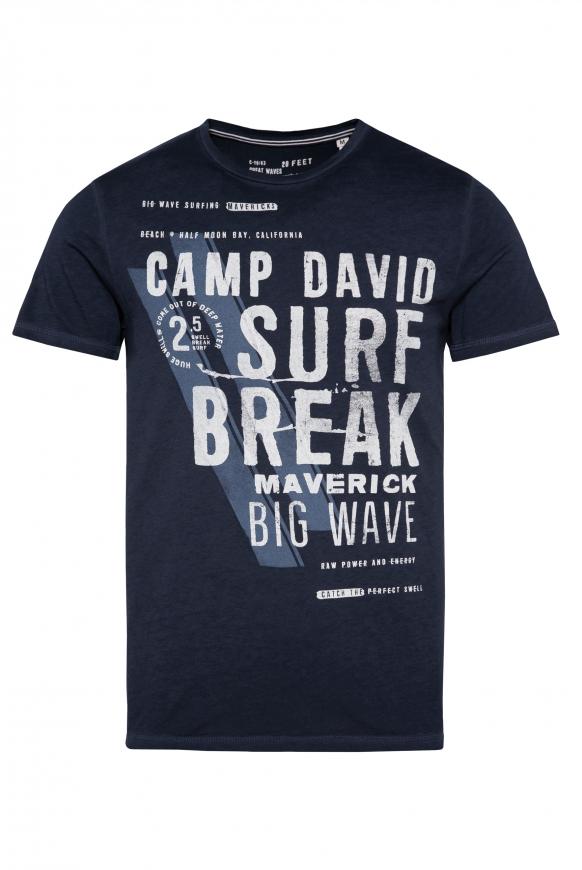 T-Shirt mit Label Print blue navy